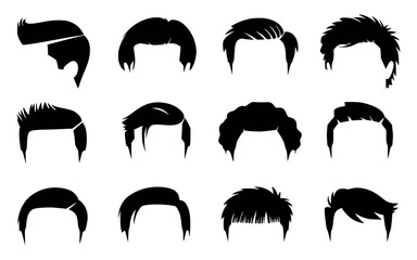 Collection of stylish black haircuts for men vector illustration
