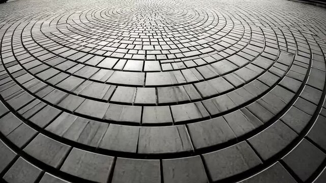 Circular paving stones in a spiral pattern