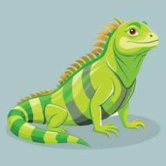Vibrant lime green iguana vector illustration