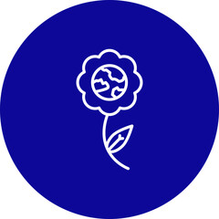 Earth with Flowers  Vector Blue Circle Icon Design
