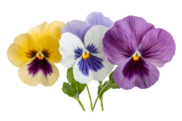 Obraz premium High-resolution pansy flower bouquet clipart – transparent PNG cutout for elegant botanical design projects, digital collage, wedding invitations, scrapbook overlays, sublimation prints, wall art