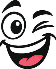 Happy winking cartoon face illustration