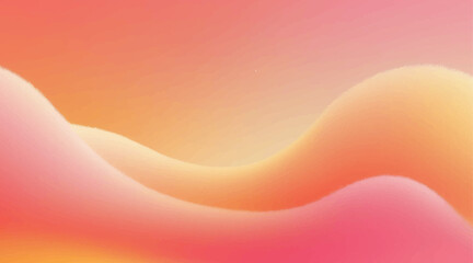 Fototapeta premium Abstract background vector with orange and yellow wave lines, hearts, and sun-inspired summer decoration