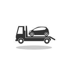 Car towing truck icon with shadow