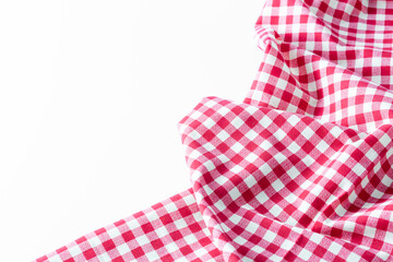 Red and White Gingham Fabric with Wrinkles and Texture Detail