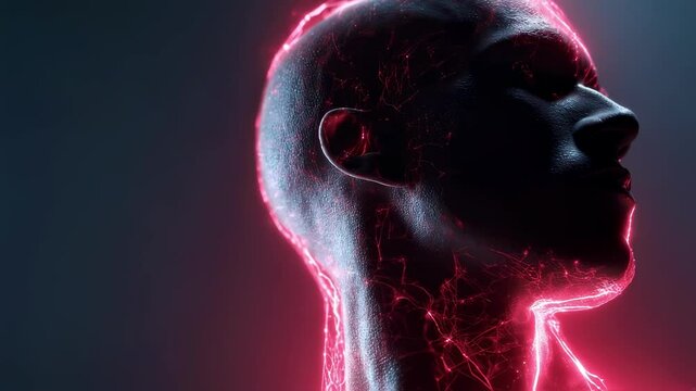 Neural connections glowing pink, visualizing synaptic firing across human brain during deja vu moment, revealing intricate neurological process through medical science animation