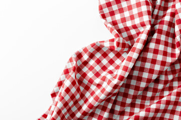 Red and White Checkered Tablecloth on a White Background