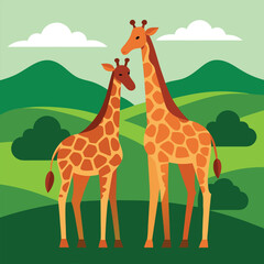 Two reticulated giraffes with intertwined necks standing