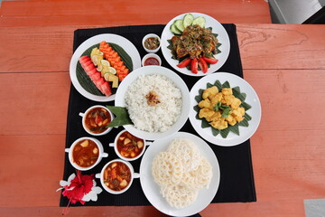 View from Above of a Variety of Thailand Asian Food on a Table