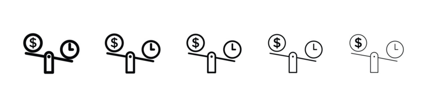Time and money compare scale icon for mobile concept and web design.