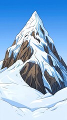 Snow Capped Mountain Peak Digital Illustration