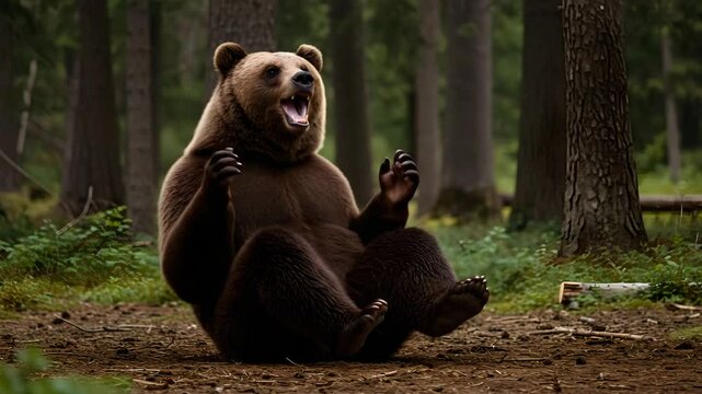 Laughing Bear Rolling Backward
