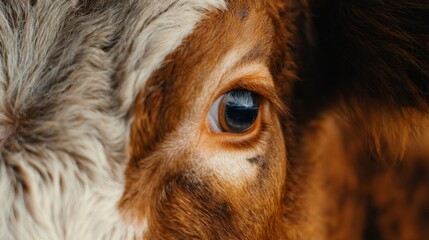 Close up of animal fur and eye captured by drone for wildlife observation