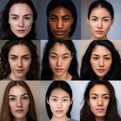 African American (Black), Caucasian and Asian women from modelling agency. Casting to fashion industry. Portfolio