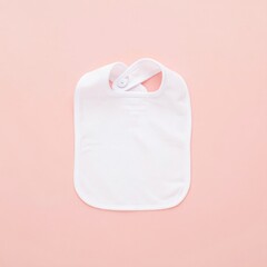 White baby bib on pastel background for infant apparel design mockup