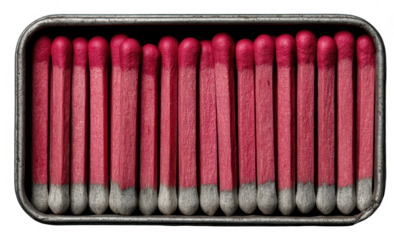 Red matches in a metal tin