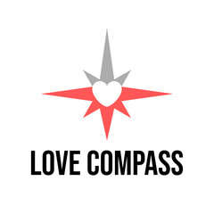 Love Compass Heart in Negative Space Symbol