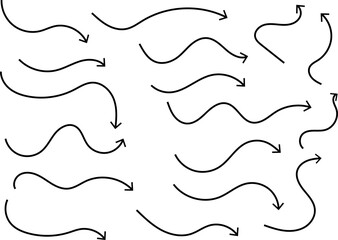 Hand drawn arrow icon set. presentation and education.  traffic arrows sign. Scribble swirl Arrow signs
