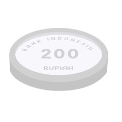 Flat illustration of a 200 rupiah Indonesian coin with 