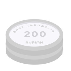 Flat illustration of a 200 rupiah Indonesian coin with 