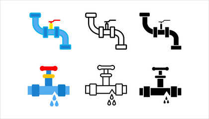 plumbing icon set. in different style vector illustration. two colored and black plumbing vector icons designed in filled, outline, line and stroke style can be used for web, mobile, ui
