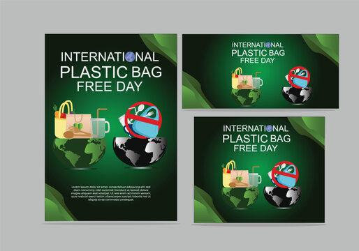international plastic bag free day Vector illustration graphic design. Flyer backgrounds, banner, card, poster, template set. - Powered by Adobe