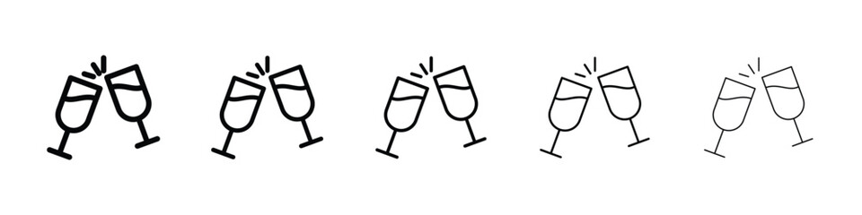 Wine toast icon for mobile concept and web design.
