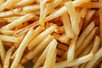 Golden Crispy French Fries Close-Up Background for Food Photography