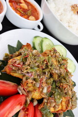 ayam cabe hijau fried chicken with green chili topping