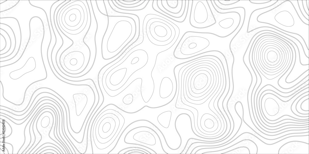 Poster Ocean topographic line map with curvy wave isolines vector illustration. Abstract topographic contours map background, Vector contour topographic map. Cartography texture abstract banner use.	