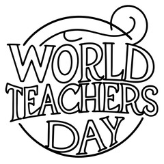 World Teachers' Day line art vector