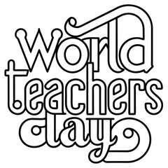 World Teachers' Day line art vector