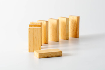 Wooden Blocks Stacked in a Sequence with Minimalist Background