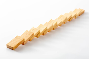 Wooden Puzzle Piece in Decorative Zigzag Shape on White Background
