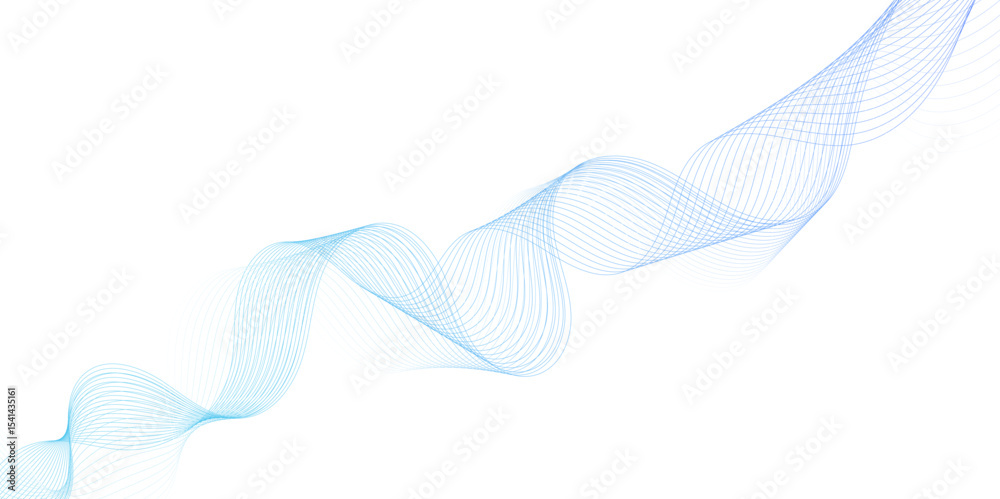 Leinwandbilder Smooth wave abstract vector background layout design.background image with dynamic curves.Abstract blue futuristic blend waves lines technology background and sound wave lines on white background.	
