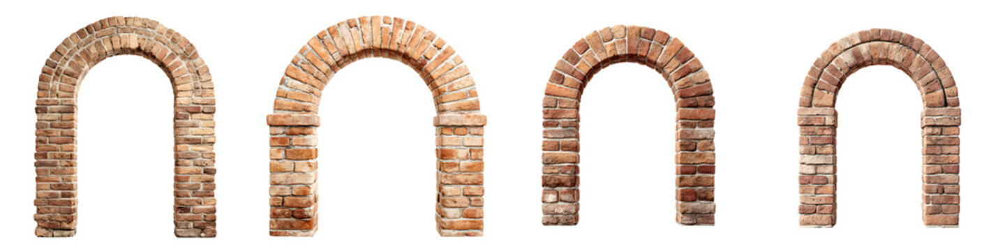Ornate brick arches in a historic building wall