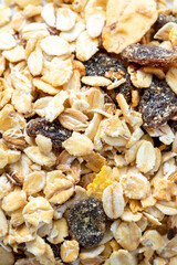 Healthy Granola Mix with Oats, Nuts, and Dried Fruits Close Up