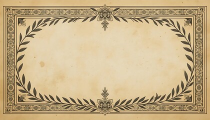 Vintage Frame with Leaf Border on Tan Paper for Certificate or Invitation