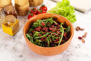 Red canned beans with arugula
