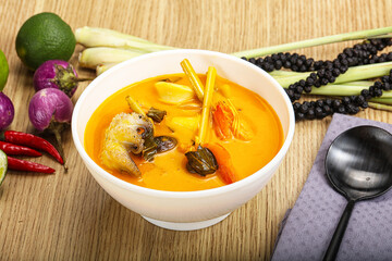 Thai Tom Yum soup with seafood