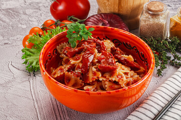 Italian pasta with dry tomato