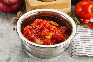 Homemade Lecho with tomato and paprika