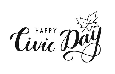 Happy Civic day Holiday handwritten text. Modern brush ink calligraphy for poster, banner, greeting card. Vector illustration