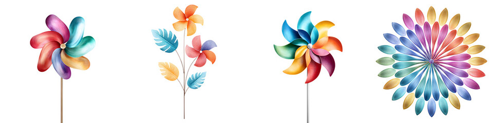 Obraz premium Vibrant Pinwheel Flowers Spinning in the Wind