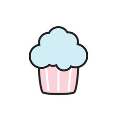 Flat paper cut style icon of cake. Vector illustration