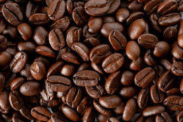 Rich and Dark Roasted Coffee Beans Background Texture for Design