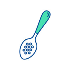 Spoon with holes. Kitchenware icon. Line vector kitchen utensil and tool. Cutlery illustration