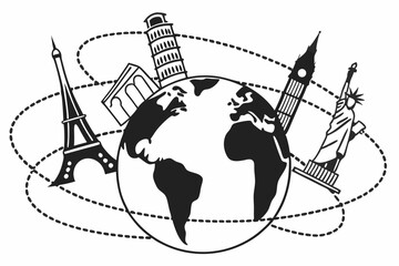 World travel landmarks illustration