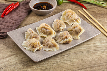 Asian steamed dumplings with meat