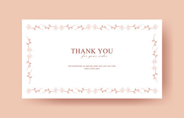 Fototapeta premium thank you card template with vintage border for business card, aesthetic greeting card template, printable custom small business card
